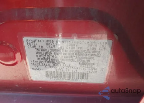 2017 Nissan Versa Note Sv from USA, damaged, VIN 3N1CE2CP6HL360748